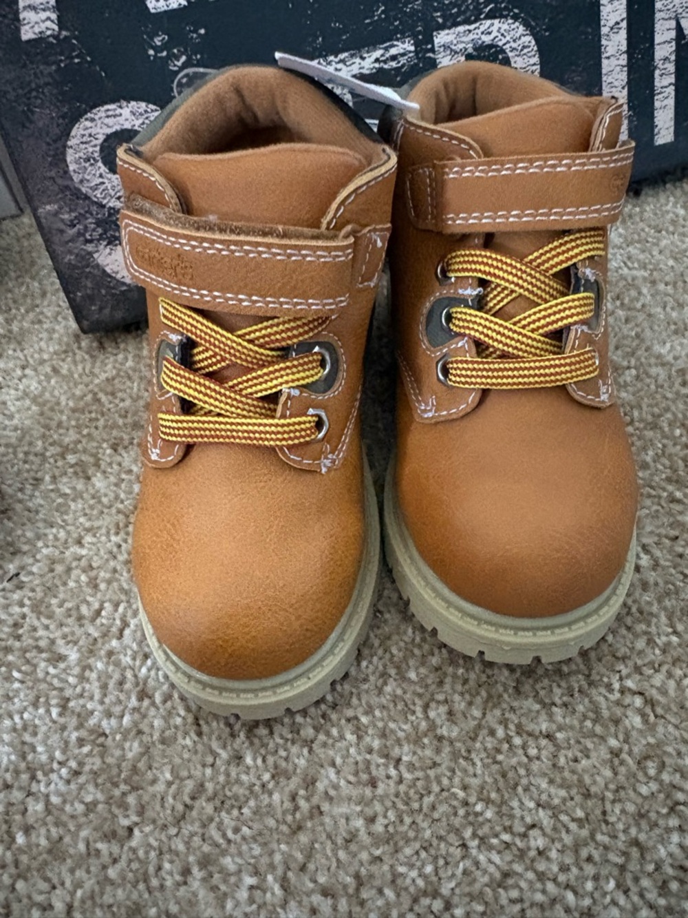 Carter's Tan Lace-Up Ankle Boots with Hook-and-Loop Strap